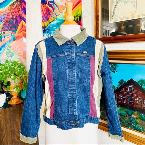 corduroy patchwork denim jacket